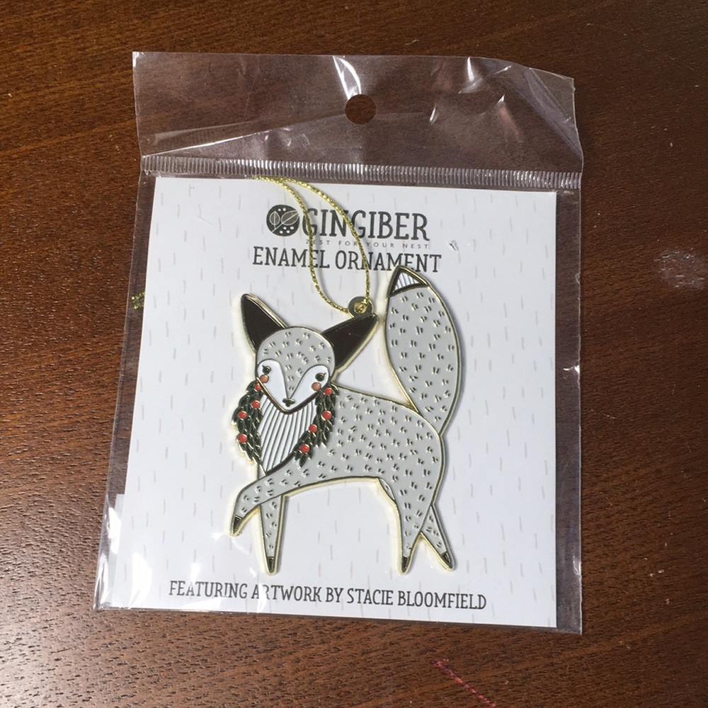 Gingiber Enamel Fox Ornament